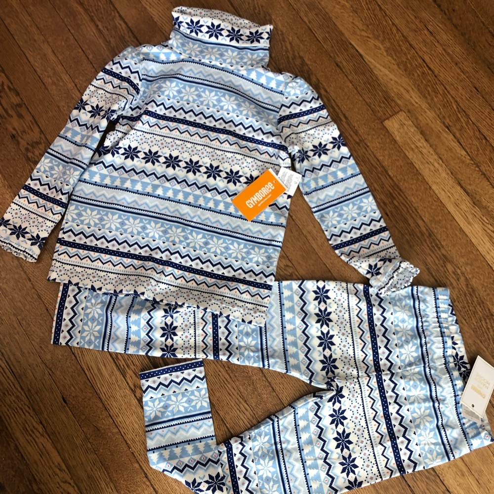 NWT Gymboree Mandy moore girls 2pc set blue snowflake pants top 4t